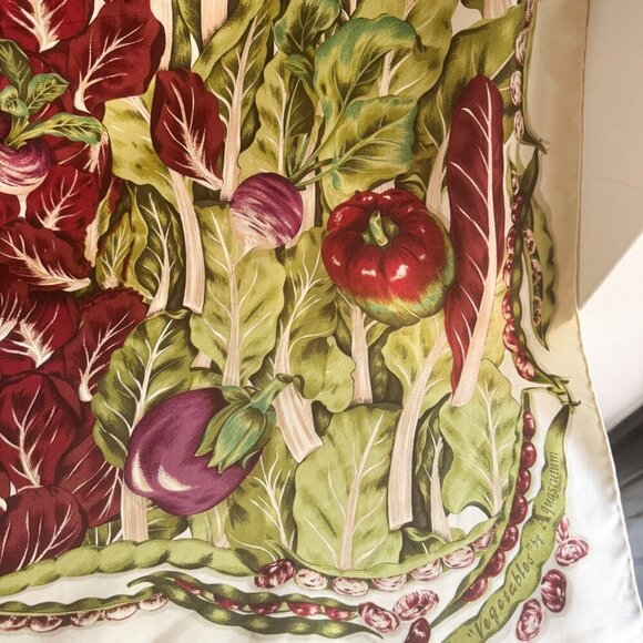 Vintage Aquascutum Vegetable Garden All Over Print Silk Twill Scarf - Picture 3 of 9